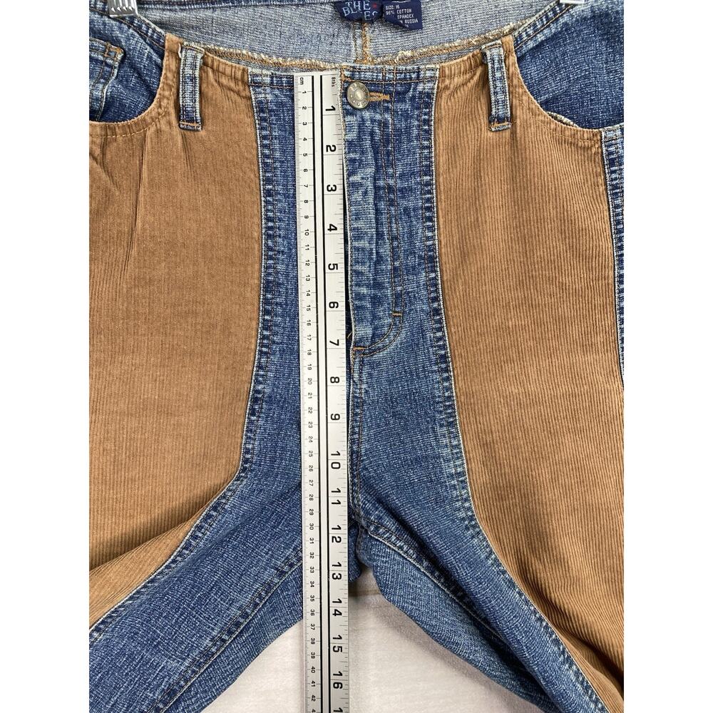 Vtg The Blues Womens Jeans Sz 16 Blue Denim & Corduroy Wide Leg High Rise Retro - Picture 7 of 9